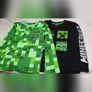 Minecraft Kids Long Sleeve Tees - Green and Black Tees Long Sleeve Size 6 Boys